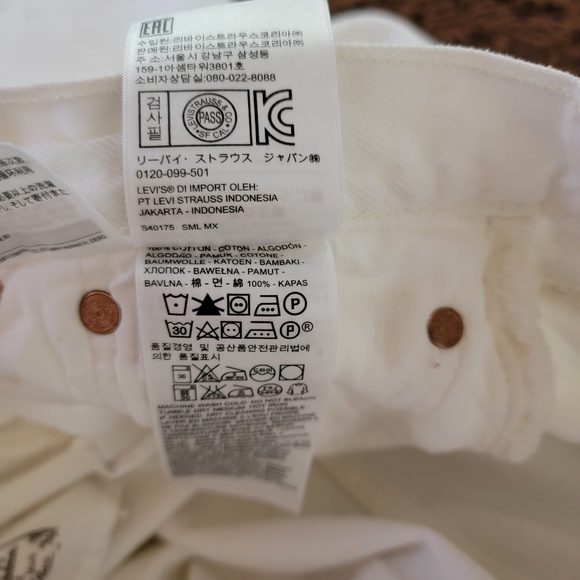 Levis White Button Fly Jeans with factory designed tears W40 L30 - Picture 8 of 10